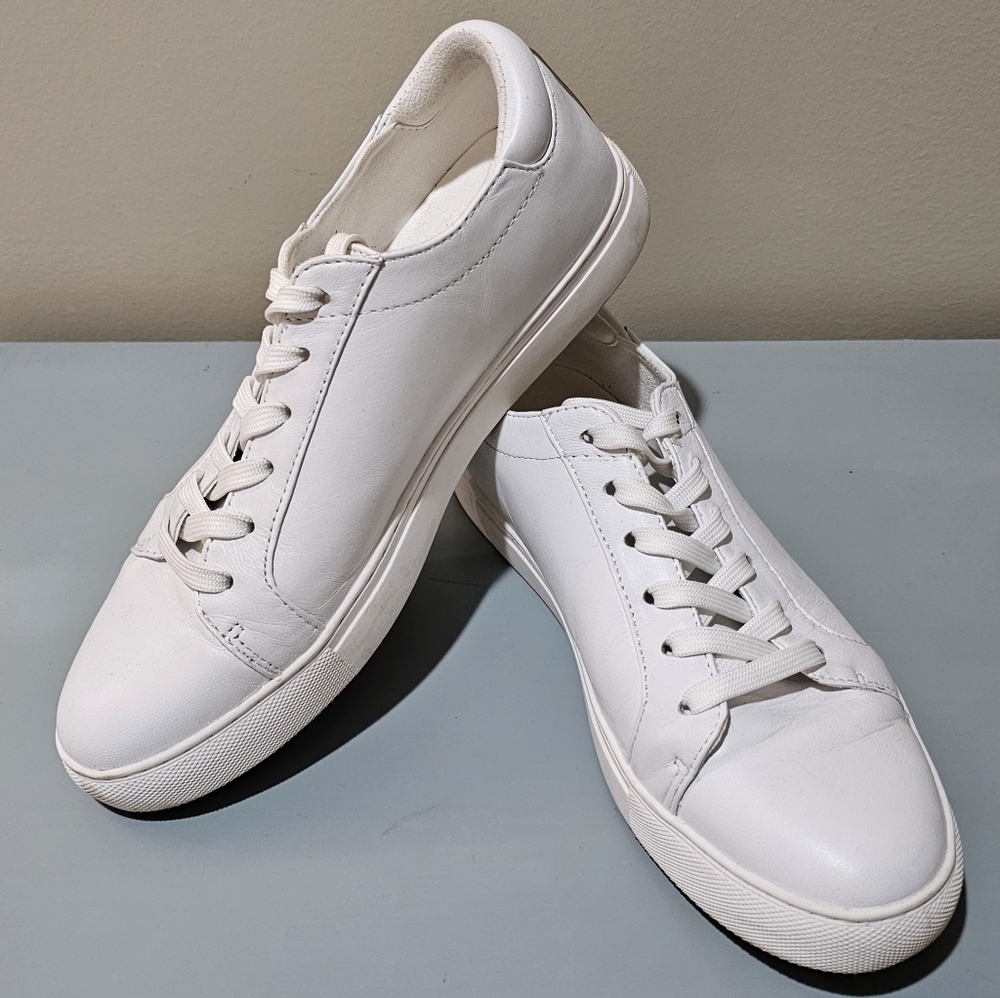 White leather walking shoes